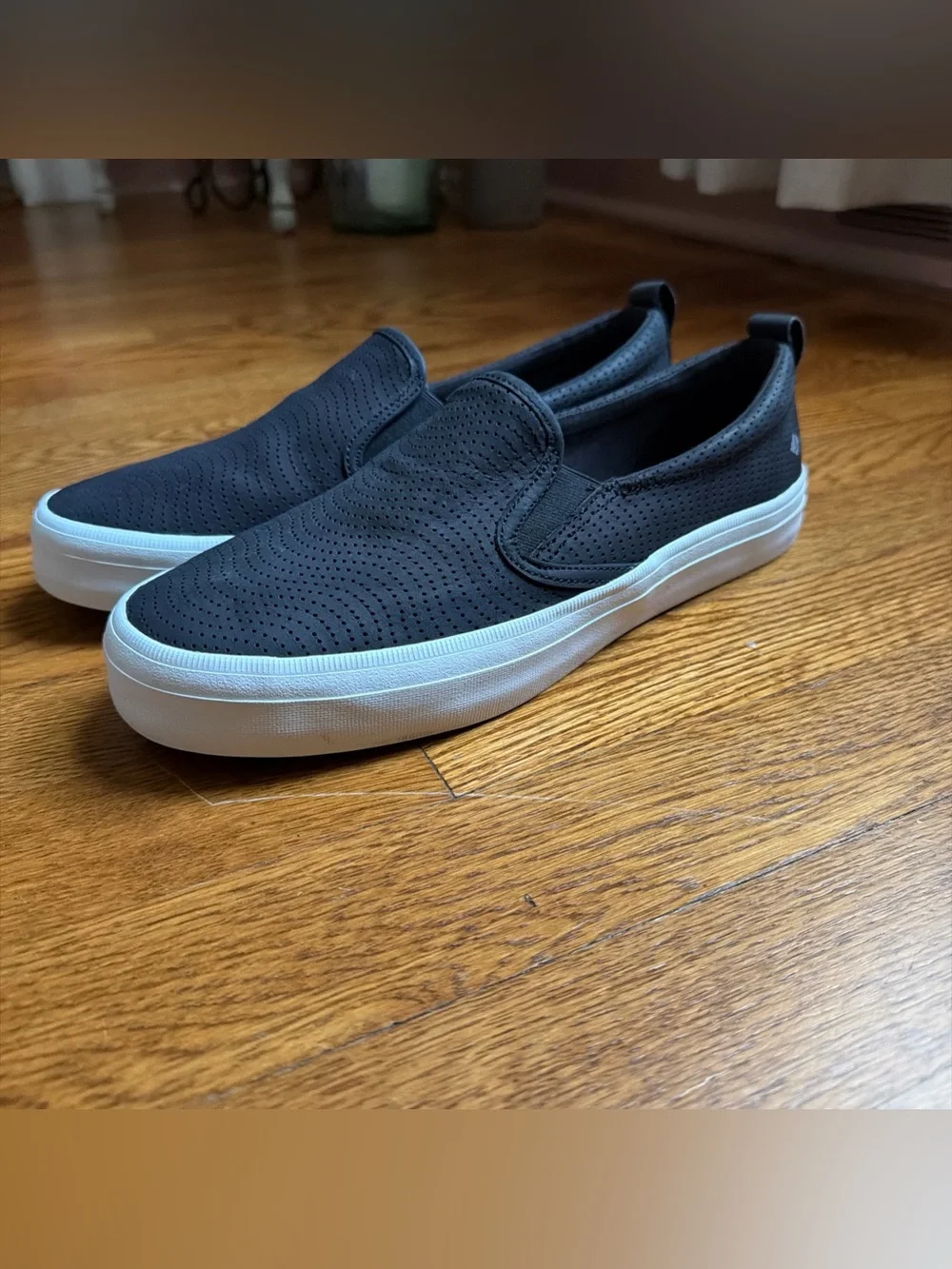 Women’s Sperry Slip-On Perforated Black Casual Sneakers